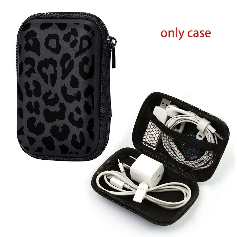 Cable Management Bag - Black Leopard Print EVA Hard Shell
